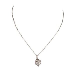 Heart Shaped Sparkling Pendant Necklace Sterling Silver Chain Women Jewelry Gift